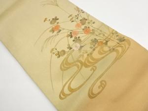 金彩金通し観世水に秋草模様刺繍名古屋帯